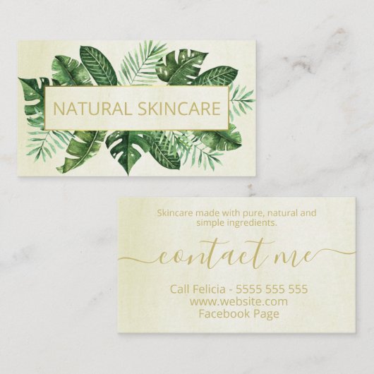 Modern tropisch op beige organische spa zeep visitekaartje (Voorkant / Achterkant)