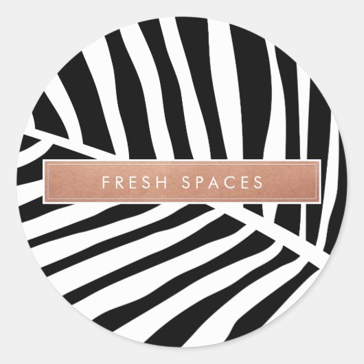 MODERN TROPISCH PALM BLAD schattig wit rosé goud Ronde Sticker (Voorkant)