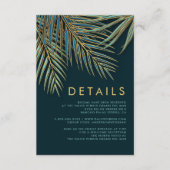 Modern Tropisch Palm Goud Groen Strand Bruiloft Informatiekaartje (Voorkant)