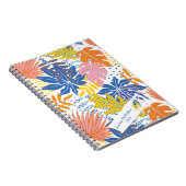 Modern tropisch palm roze blauw geel notitieboek (Rechterzijde)