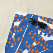 Modern tropisch palm roze blauw geel strandlaken (In situ)