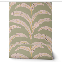 Modern tropisch palmbbladpatroon Sage Blush Behang