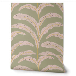 Modern tropisch palmbbladpatroon Sage Blush Behang