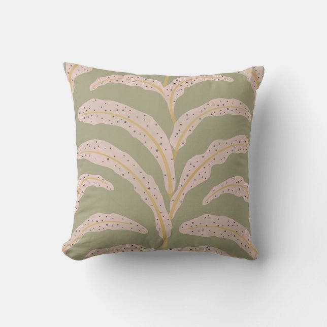 Modern tropisch palmbbladpatroon Sage Blush  Kussen (Voorkant)