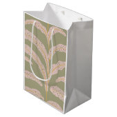 Modern tropisch palmbbladpatroon Sage Blush Medium Cadeauzakje (Voorkant Gekanteld)