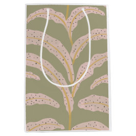 Modern tropisch palmbbladpatroon Sage Blush Medium Cadeauzakje