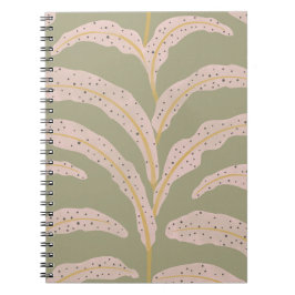 Modern tropisch palmbbladpatroon Sage Blush Notitieboek