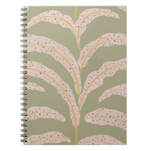 Modern tropisch palmbbladpatroon Sage Blush Notitieboek