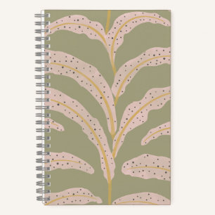 Modern tropisch palmbbladpatroon Sage Blush Notitieboek