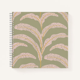 Modern tropisch palmbbladpatroon Sage Blush Notitieboek