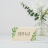 Modern Tropisch Palmblad Interieurontwerp Visitekaartje (Staand voorkant)