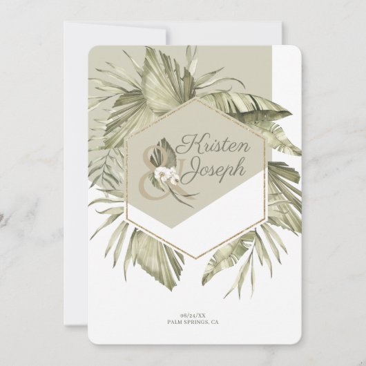 Modern tropisch palmblad Lijst Save The Date (Voorkant)
