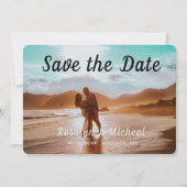 Modern Tropisch Romantisch Strand 3 Foto's van Paa Save The Date (Voorkant)