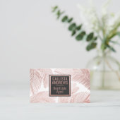 Modern Tropisch Roos Goud Wit Palmboom Blad Visitekaartje (Staand voorkant)