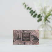 Modern Tropisch Roos Goud Zwart Palmboom Blad Visitekaartje (Staand voorkant)