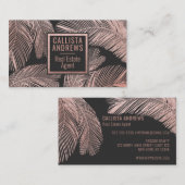 Modern Tropisch Roos Goud Zwart Palmboom Blad Visitekaartje (Voorkant / Achterkant)