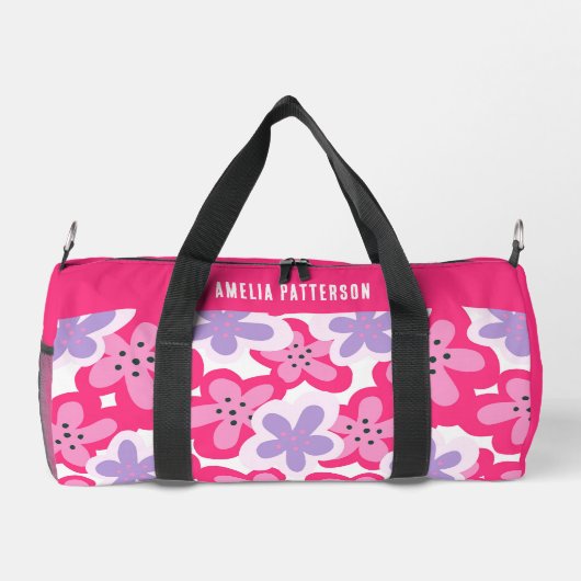 Modern Tropisch Roze Bloemen Gepersonaliseerde Naa Plunjezak (Achterkant)