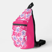 Modern Tropisch Roze Bloemen Gepersonaliseerde Naa Sling Bag (Rechterhoek)