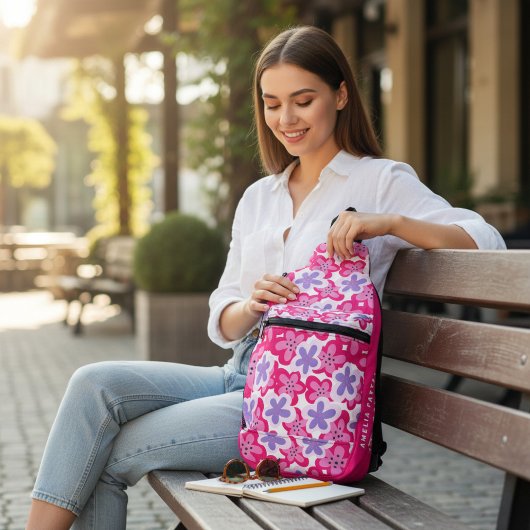Modern Tropisch Roze Bloemen Gepersonaliseerde Naa Sling Bag
