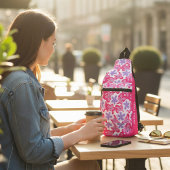 Modern Tropisch Roze Bloemen Gepersonaliseerde Naa Sling Bag