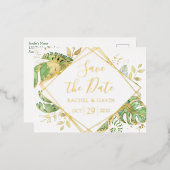 Modern tropisch sparen de Datum Folie Uitnodiging Briefkaart (Voorkant / Achterkant)