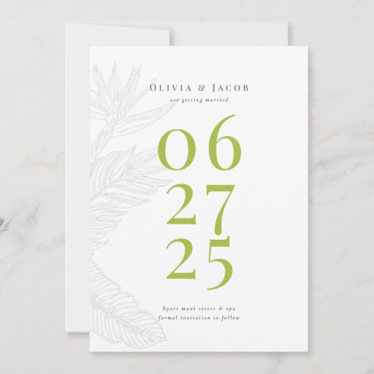 Modern tropisch sparen de Datum Kaart (Voorkant)