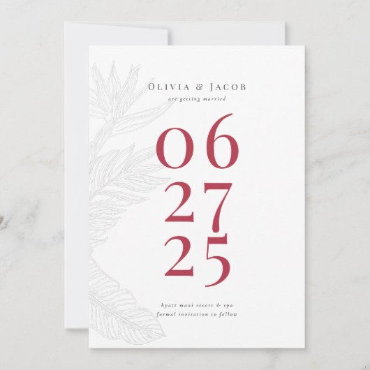 Modern tropisch sparen de Datum Save The Date (Voorkant)