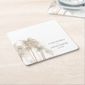 Modern tropisch strand bruiloft kartonnen onderzetters (Schuin)