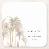 Modern tropisch strand bruiloft kartonnen onderzetters (Voorkant)