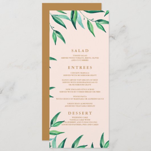 Modern Tropisch Strand Bruiloft Menu (Voorkant / Achterkant)