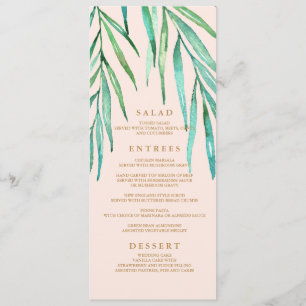 Modern Tropisch Strand Bruiloft Menu