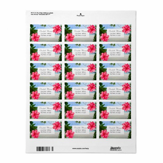 Modern tropisch strand, Hibiscus Etiket (Full Sheet)