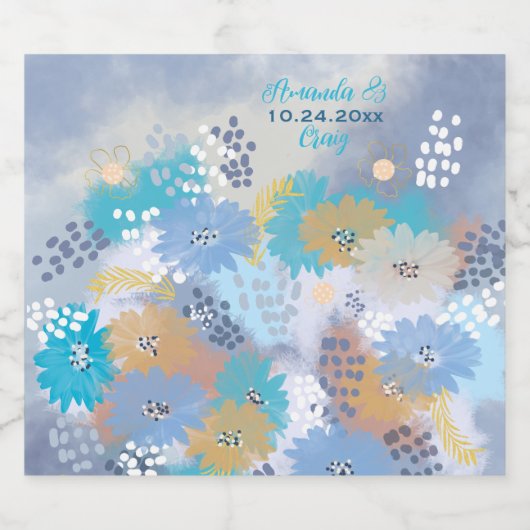 Modern Tropisch strand Kustbruiloft Sparkling Wijnetiket (Enkel label)