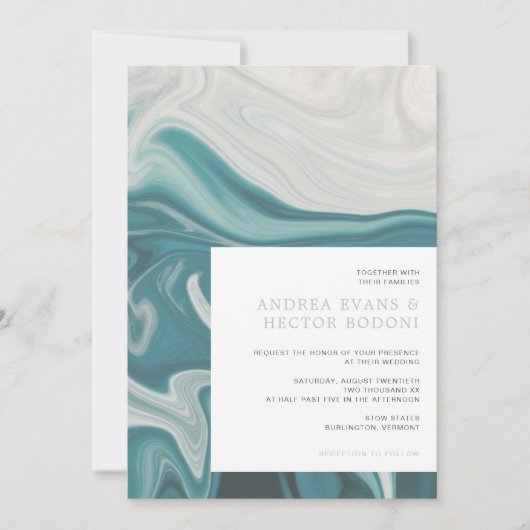 Modern Tropisch Strand Stoffig Blauw & Grijs Huwel Kaart (Voorkant)