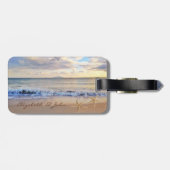 Modern tropisch strand, zonsondergang, staarvis bagagelabel (Achterkant horizontaal)