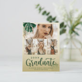 Modern Tropisch Thema en Aangepaste Foto's Afstude Aankondigingskaart (Staand voorkant)
