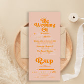 Modern Tropisch trillend Oranje huwelijk All In One Uitnodiging