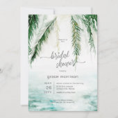 Modern Tropisch Water & Palmen Vrijgezellenfeest Kaart (Voorkant)