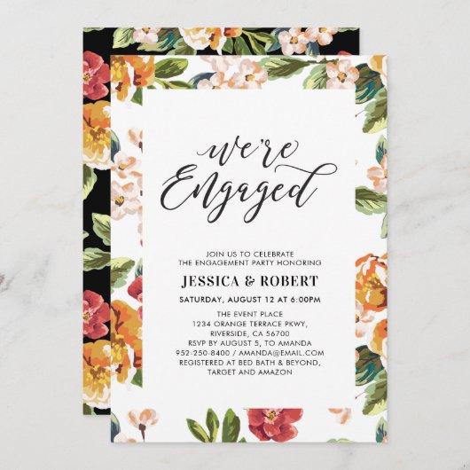 Modern tropisch | "We zijn betrokken" Engaged Part Kaart (Voorkant / Achterkant)