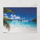 Modern Tropisch Zee Wedding Beach Bewaar de datum Aankondigingskaart (Voorkant)