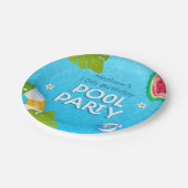Modern Tropisch Zomer Pool Party Papieren Bordje (Gekanteld)