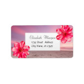 Modern tropisch zonnestrand, Hibiscus Etiket (Voorkant)