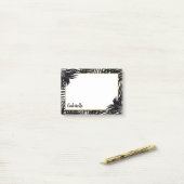 Modern tropisch zwart-wit palmboompatroon post-it® notes (Op bureau)