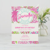 Modern Tropisch Zwembad Party Kaart (Staand voorkant)