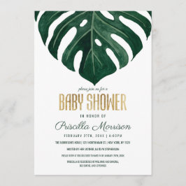 Modern Tropisch Zwitsers Kaasblad Goud Baby shower Kaart