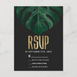 Modern Tropisch Zwitsers Kaasblad Goud RSVP Briefkaart