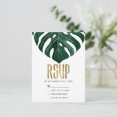 Modern Tropisch Zwitsers Kaasblad Goud RSVP Briefkaart (Staand voorkant)