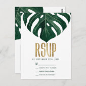 Modern Tropisch Zwitsers Kaasblad Goud RSVP Briefkaart (Voorkant / Achterkant)