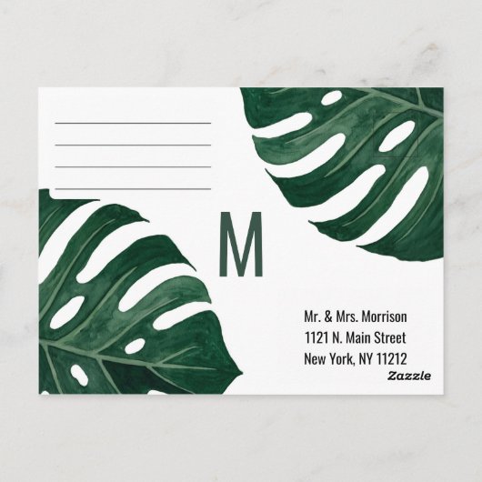 Modern Tropisch Zwitsers Kaasblad Goud RSVP Briefkaart (Achterkant)