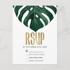 Modern Tropisch Zwitsers Kaasblad Goud RSVP Briefkaart